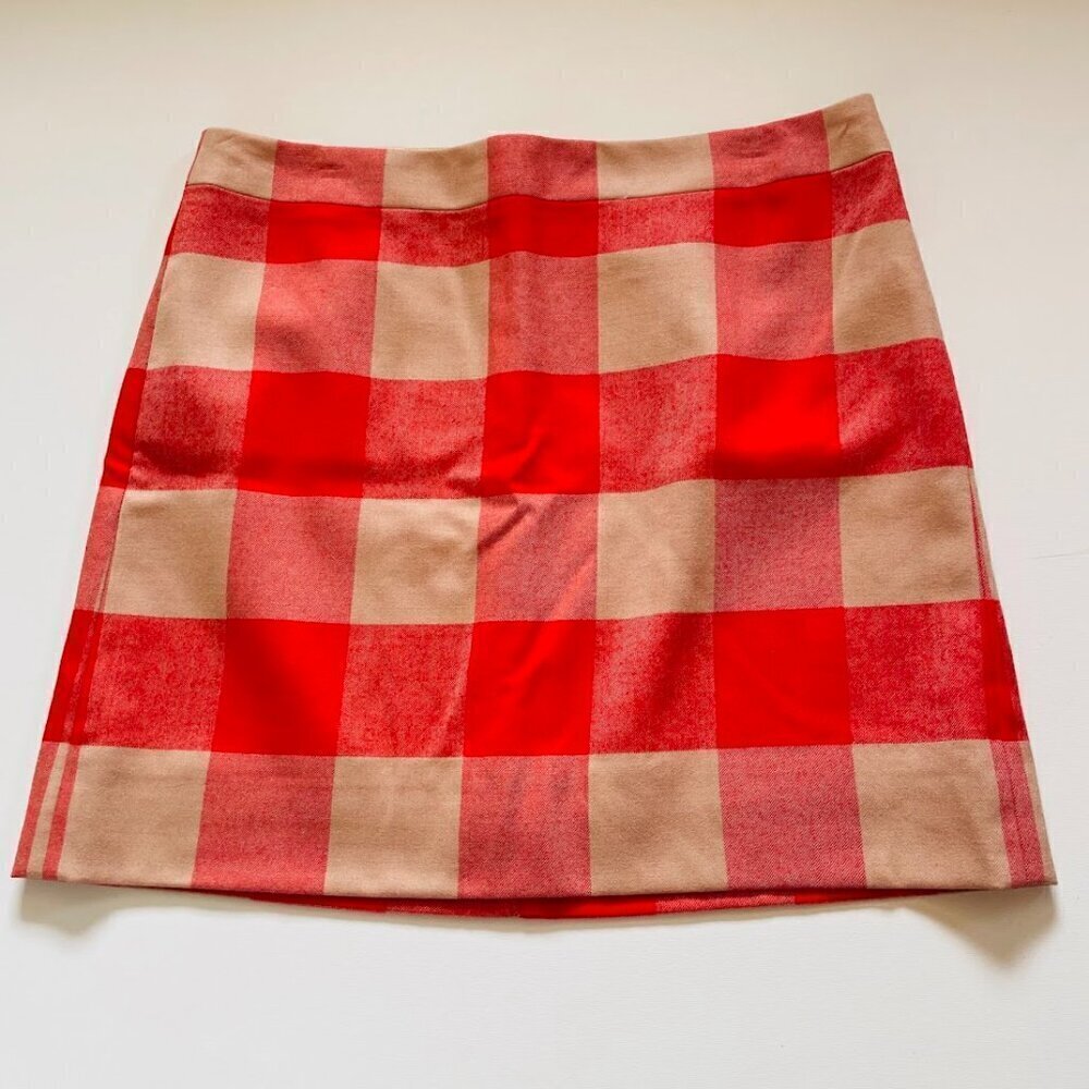 NWT J. Crew Wool Pumpkin Spice Skirt Buffalo Plaid Fall Classic Sweater Holiday